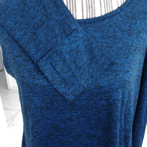 New COOLRUN Long Sleeve w/ Thumbholes Top Royal Blue Black Heathered XXL - Picture 4 of 10